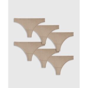 Quince Womens Smoothing Comfort Thong 6 Pack Sand Tan Nude Seamless Size M NWOT